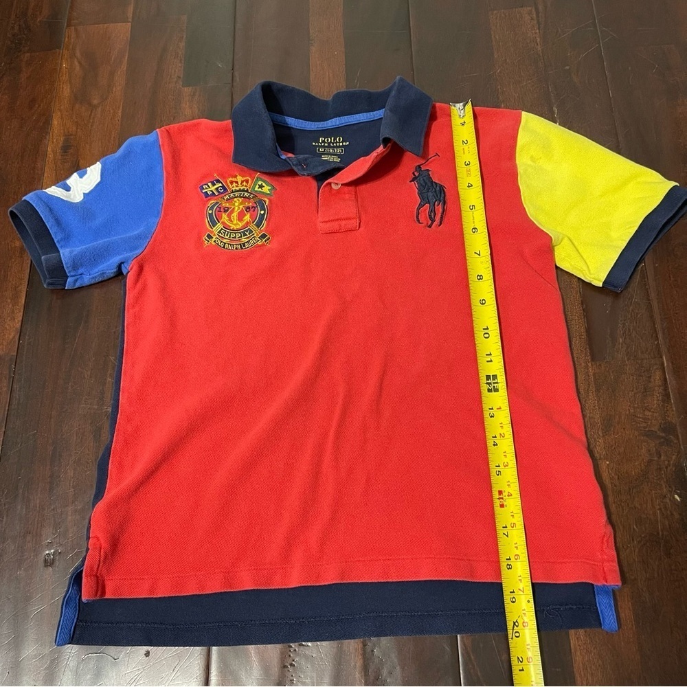 Polo Ralph Lauren Color Block Polo Boys Medium 10-12 Big Pony Cotton - Picture 6 of 9